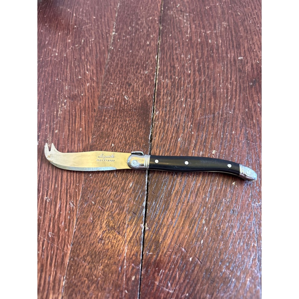 Laguiole Inox France Cheese Knife Black Handle Bee Emblem Stainless Steel 6in